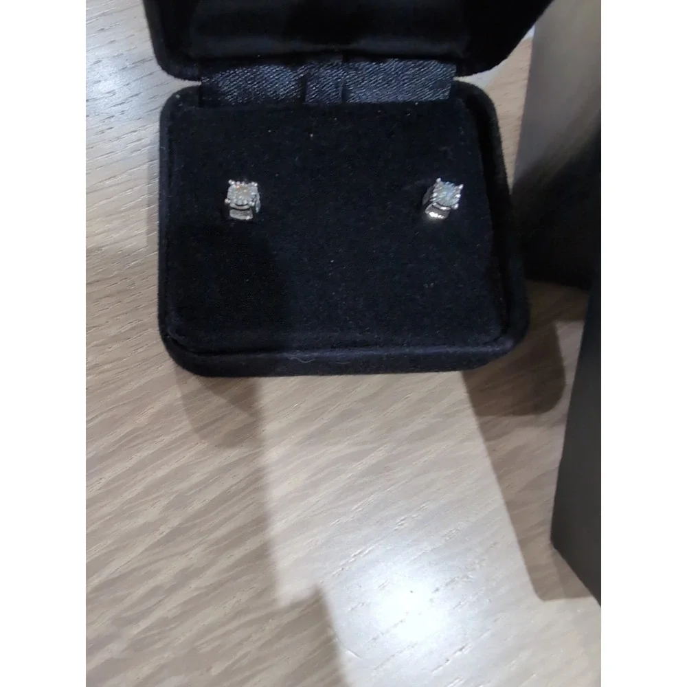 RH Macy's Diamond Solitaire Wedding Studs 1/2cttw Round Stud 14KW White Gold